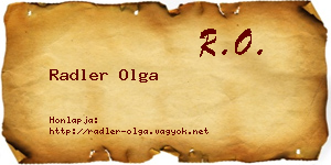 Radler Olga névjegykártya